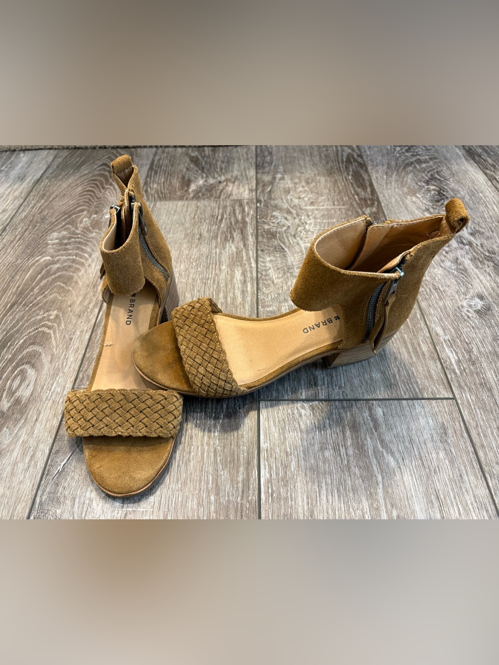 Lucky Brand ‘Nichele’ Open-Toe Ankle Zip Block Heel Sandals- Size 7.5